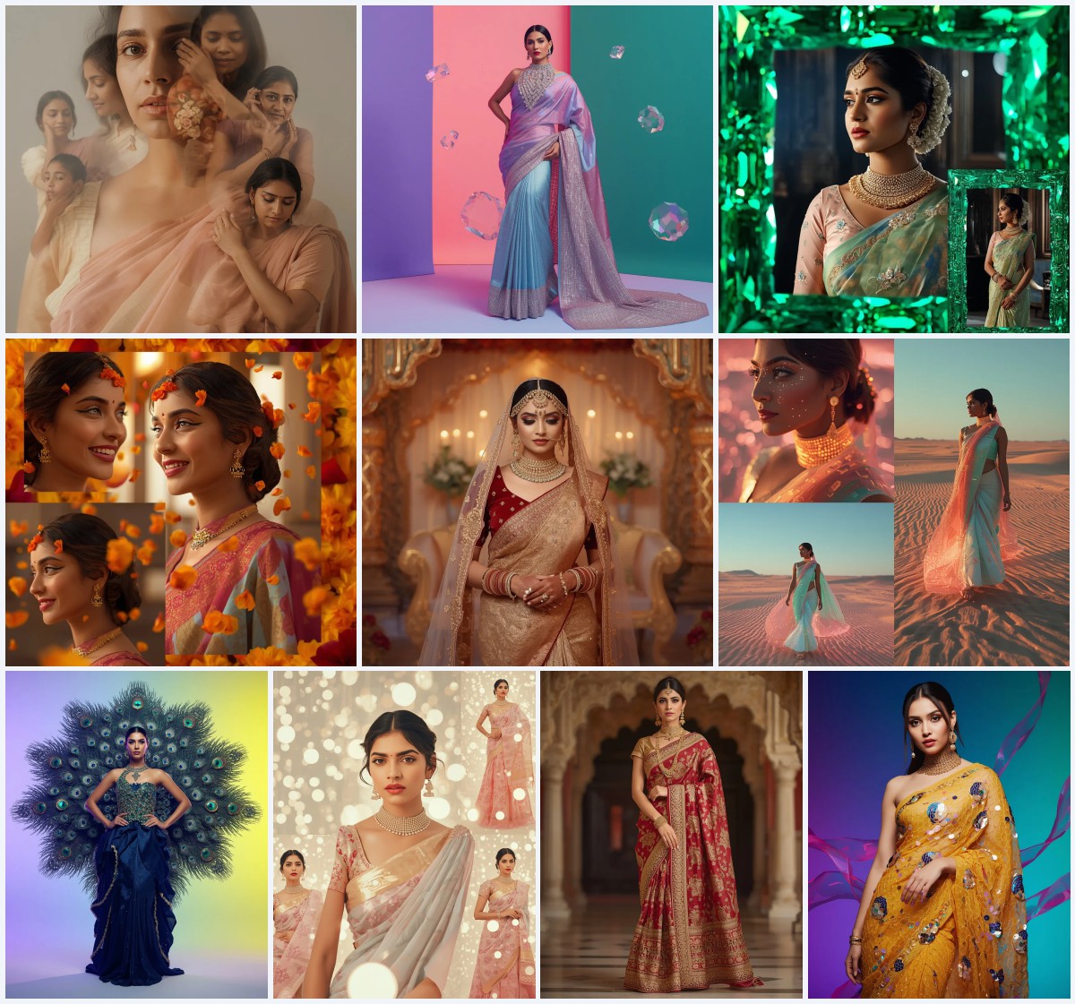 Best 10 AI Prompt Text Generator for Creative Saree Concepts | Prompt for saree look for girl Instagram