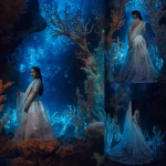 Bio-Luminescent Deep Sea Forest: Ethereal Bridal Saree | prompt for gemini ai girl indian style