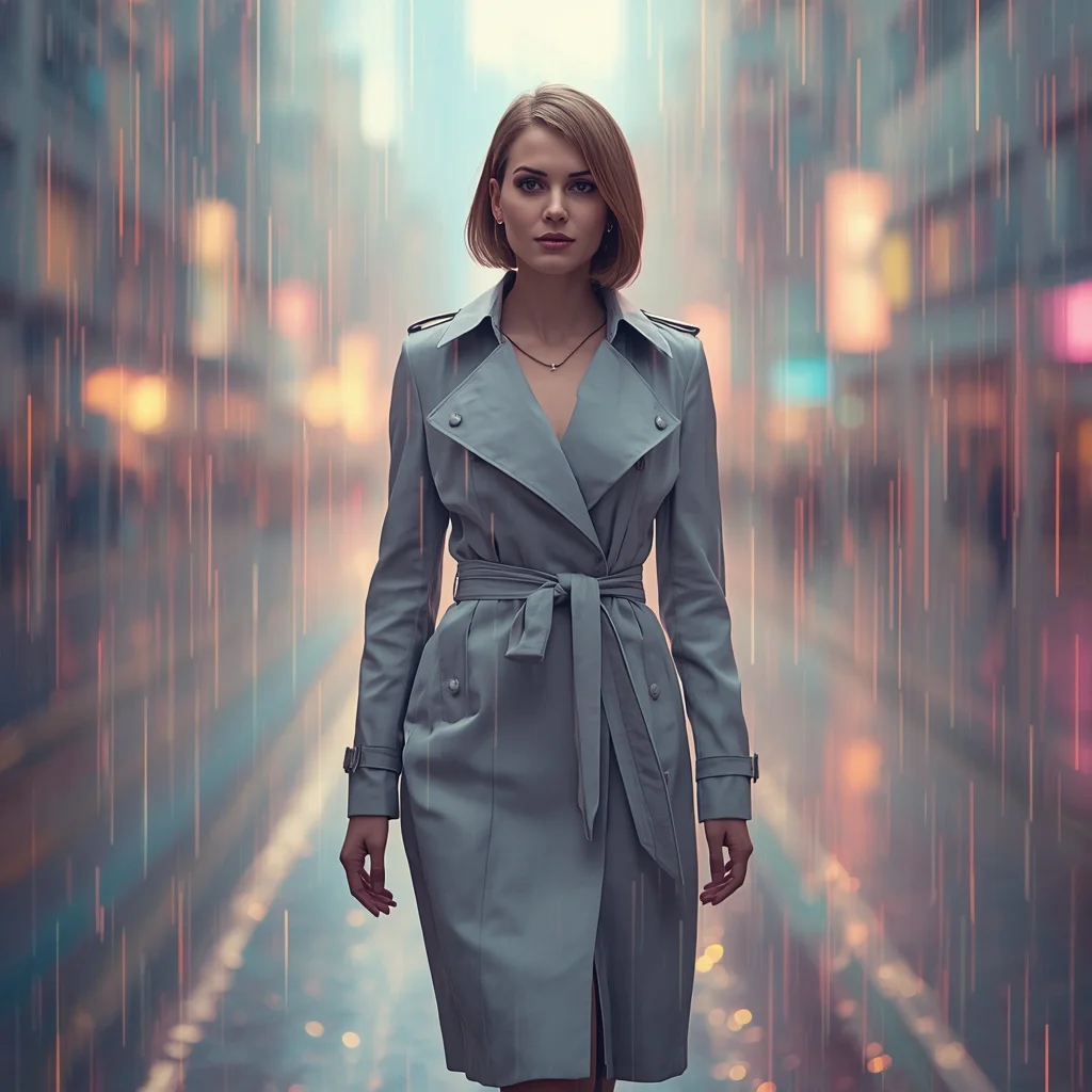 Elegant Woman Geometric Light Rain Futuristic Urban Symphony | Prompt trending girl 2026 — AI image prompt