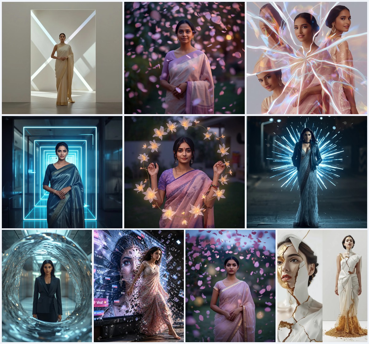 Top 10 AI Image Generator Prompt Text for Saree Concepts | cute prompt for girls in saree aesthetic