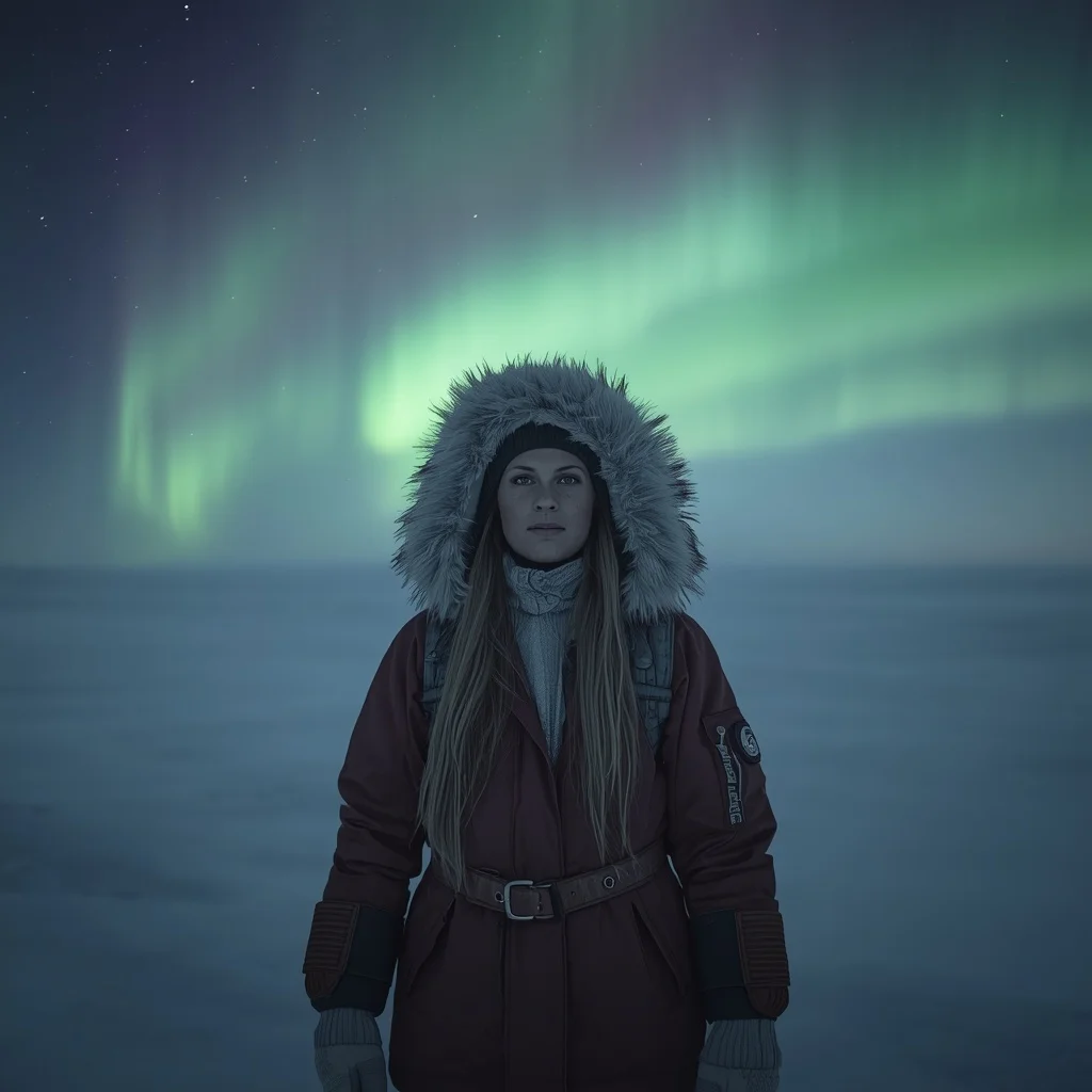 Woman as Arctic Explorer with Glowing Northern Lights Ethereal | Prompt seen trending girl 2026 chatgpt — AI image prompt