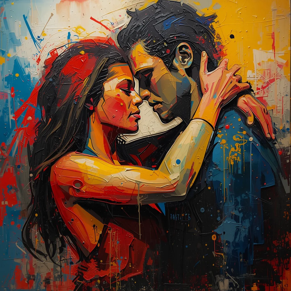 Abstract Expressionist Love: A Bold Couple's Canvas — AI image prompt