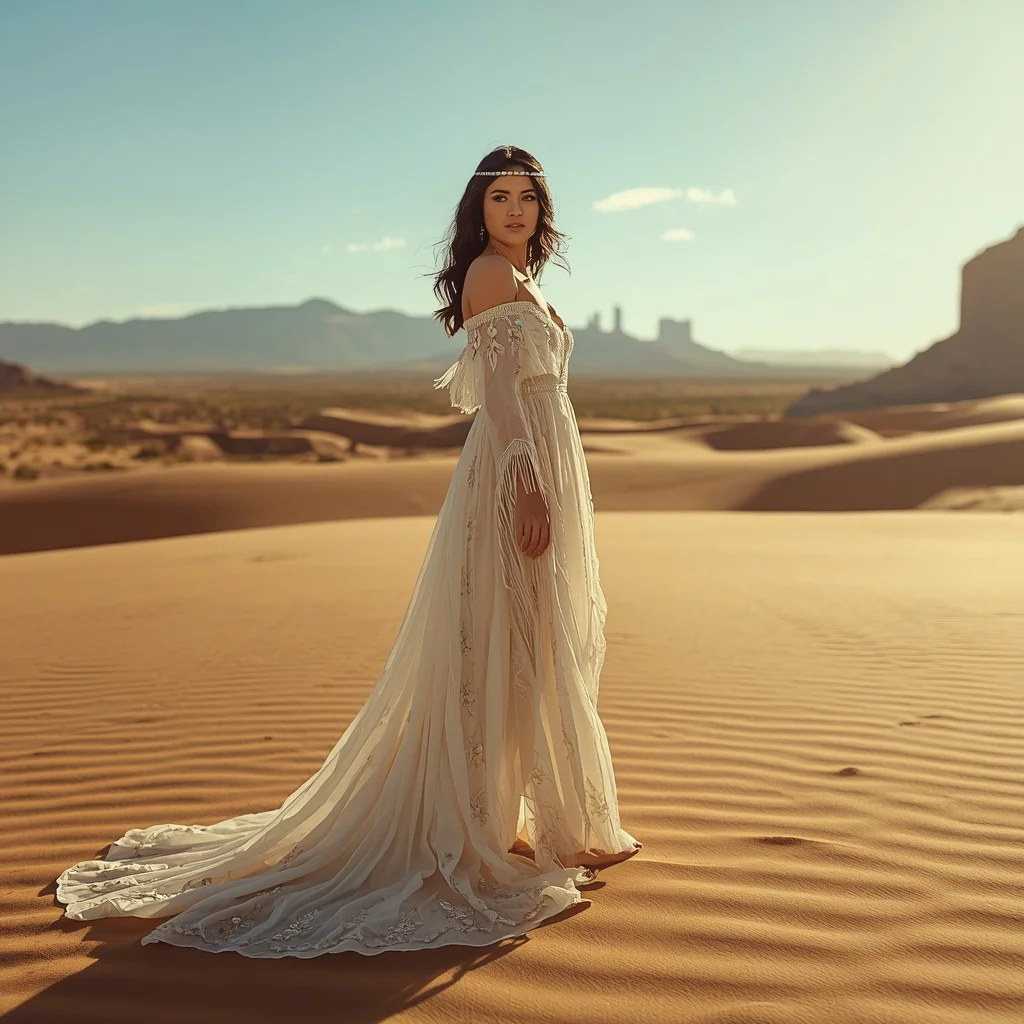 Desert Princess in a Flowing Embroidered Gown — AI image prompt