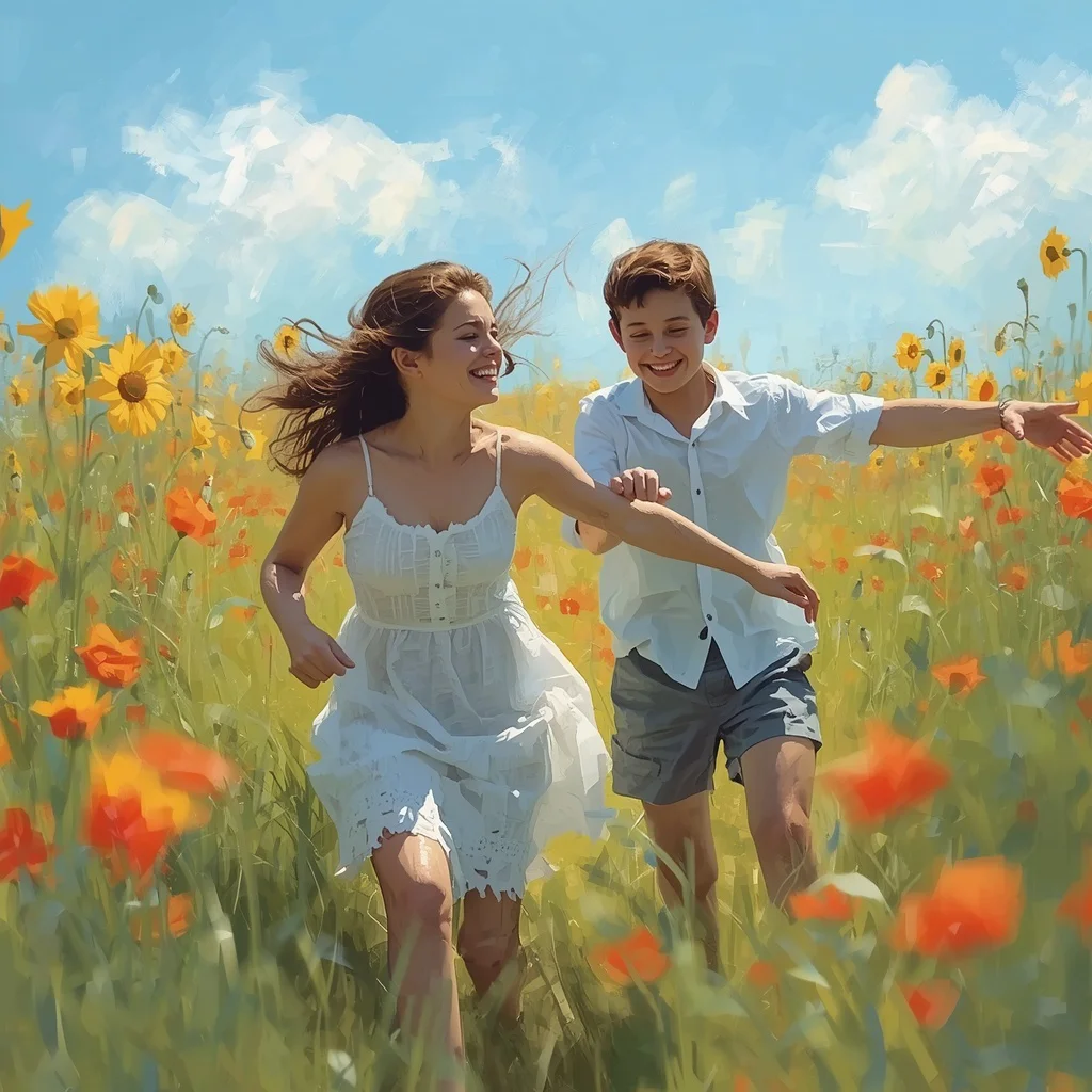 Impressionistic Moment: A Couple in a Sunny Field — AI image prompt
