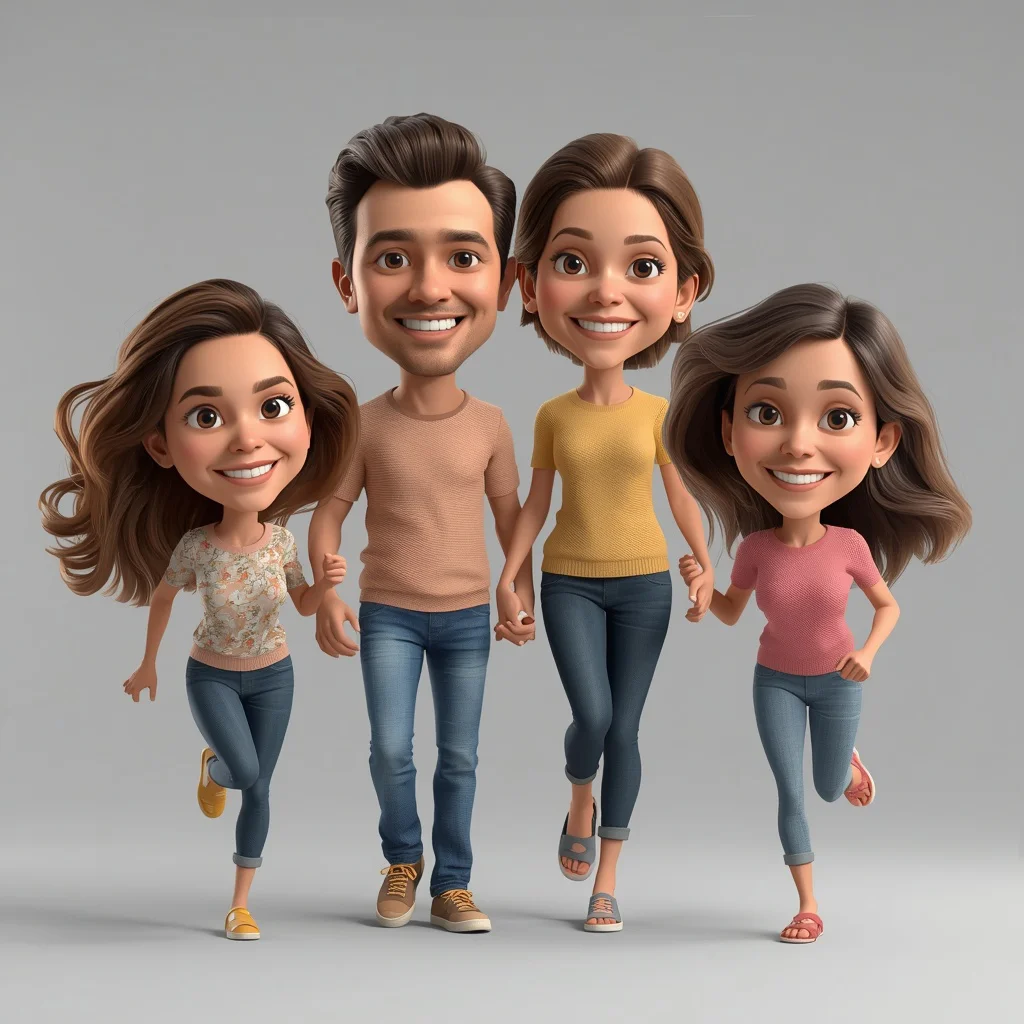 Two Real People and Two Caricatures: Double the Fun — AI image prompt