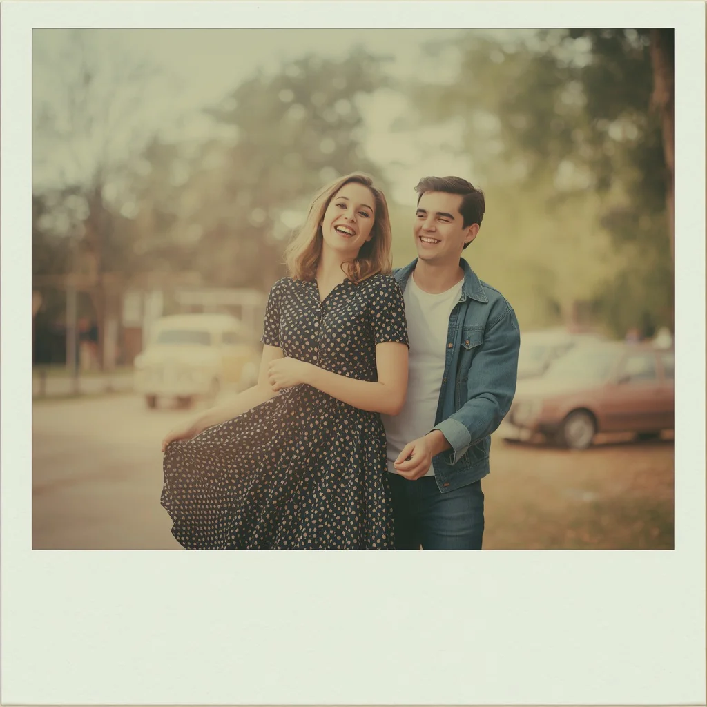 Vintage Polaroid Memories: A Retro Couple Portrait — AI image prompt